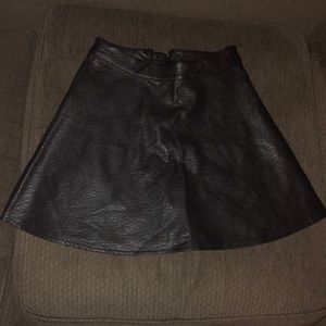 Leather flared skirt
